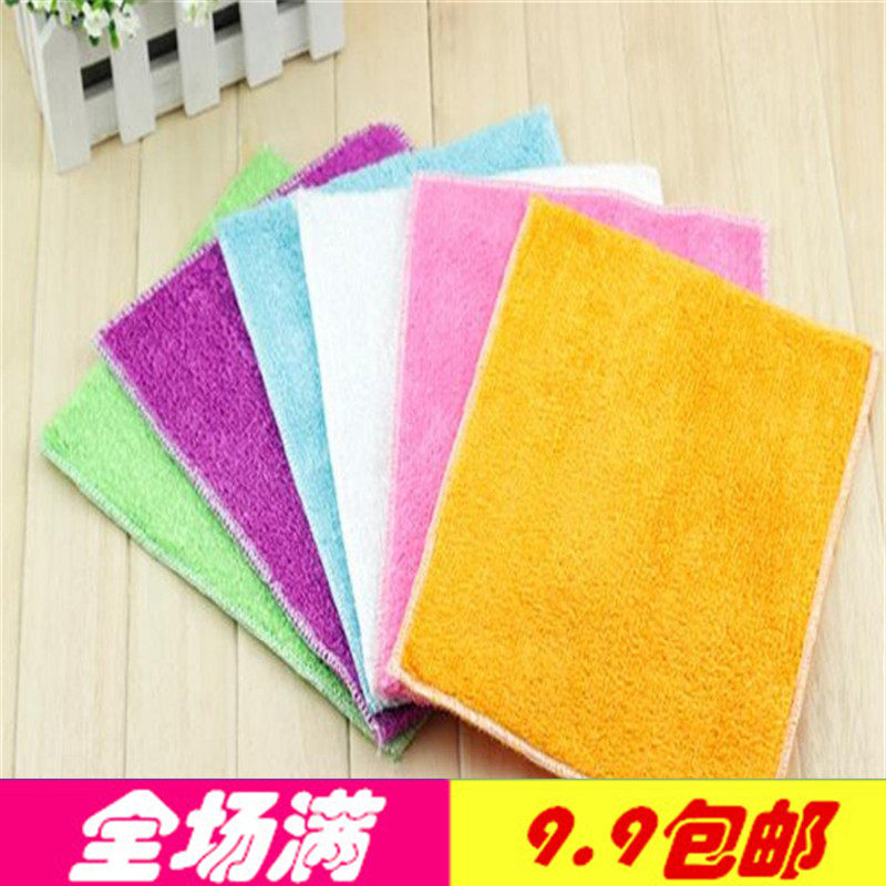 Bamboo fiber dishwashing cloth kitchen without oil dilution cloth strong absorption does not eliminate double layer thick cloth