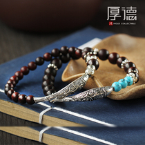 Sterling Silver Lucky Koi | Original Design Indian Small Leaf Red Sandalwood Bracelet Female Girlfriend A Pair of Jewelry Good Luck Gift