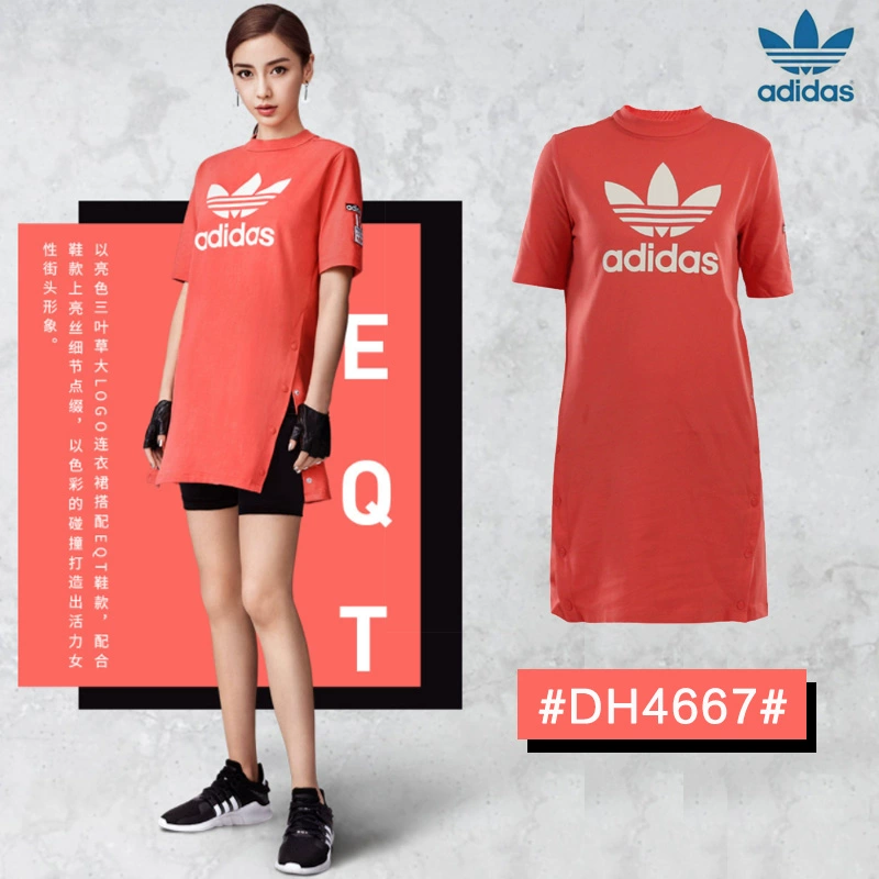 Adidas đầm nữ mùa hè 2019 mới phù hợp với cỏ ba lá dài đoạn ngắn tay áo thể thao nữ DH4663 - Trang phục thể thao bộ thể thao adidas nữ thu đông chính hãng