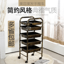 Retro hairdressing cart hair salon Barber Shop tool car beauty salon small cart five-layer bar car cabinet Cupper rack