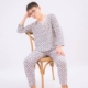 Bộ đồ ngủ bằng lụa cotton trung niên thanh niên mùa hè mỏng nam dài tay quần lót nam