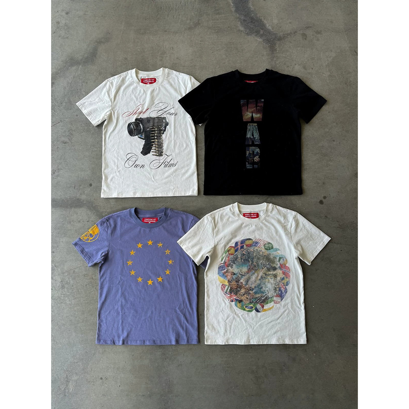 European and American Cross-Border Peaceinwar Printed Short-Sleeved T-Shirt with Unique Dark Retro Trendy Style ins Summer Hip-Hop Trendy Brand T-Shirt