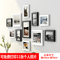 Photo wall decoration Hole-free photo frame wall Photo wall Photo frame wall hanging combination Solid wood picture frame Photo wall hanging solid wood