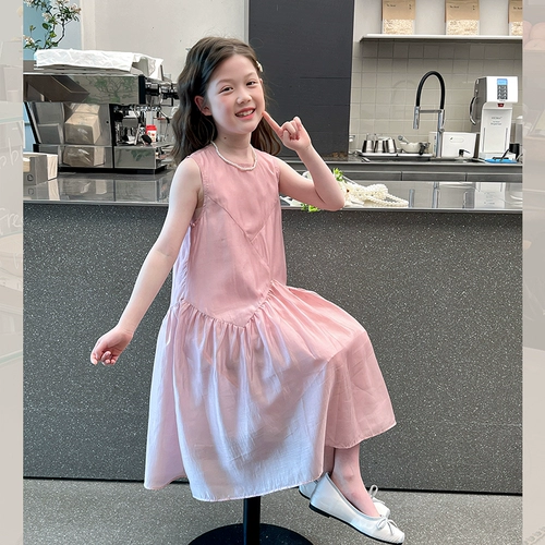 Платье без рукавов, юбка на девочку, длинная юбка для принцессы, летняя одежда, подходит для подростков