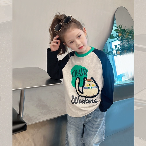 Детская футболка, приятный телу осенний лонгслив, подходит для подростков, с вышивкой