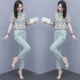 Шифоновая рубашка, комбинезон, модный комплект, 2020 года, в западном стиле, по фигуре, шифоновая с принтом