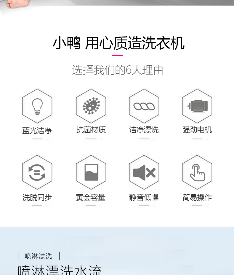 小鸭牌 迷你双桶洗衣机 带甩干 2.5kg 图1