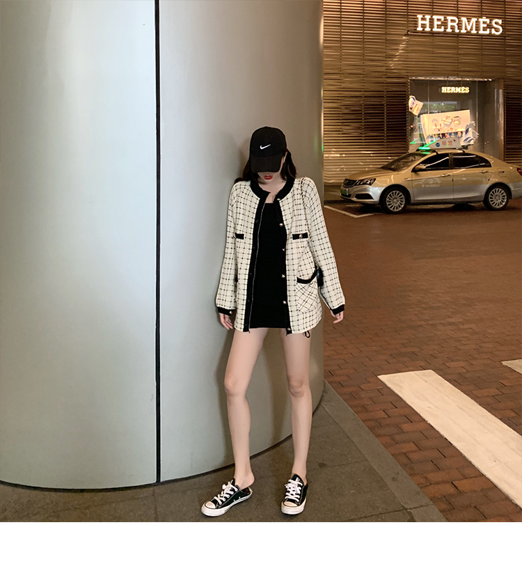 VK旗艦店 韓國風小香風格紋氣質單品外套