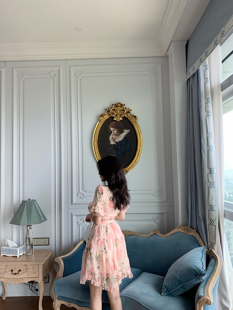 VK旗艦店 法式宮廷泡泡袖仙女氣質短袖洋裝