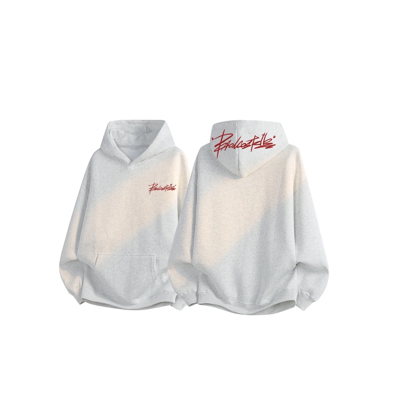 American High Street Hand-Painted Artistic Signature Letter Print Loose Casual Long-Sleeved Hooded Sweatshirt for Men and Women, Autumn and Winter Fleece-Lined