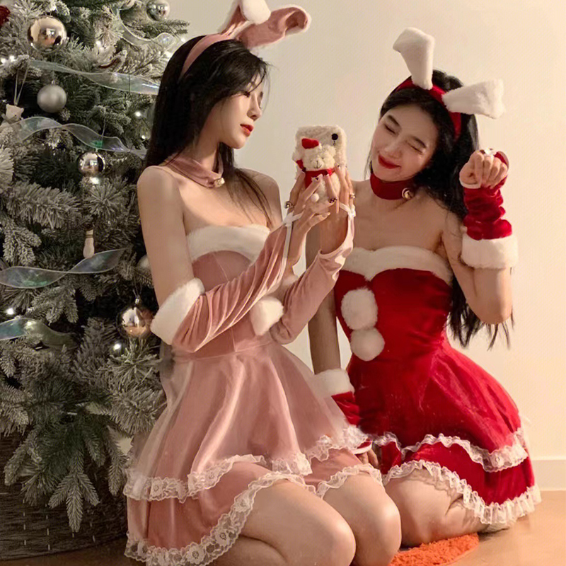Cosplay Halloween Bunny Girl Christmas Costume Cute Plush Lace Edge Role-Playing Stage Costume Performance Outfit Cosplay Halloween Bunny Girl Christmas Costume Cute Plush Lace Edge Role-Playing Stage Costume Performance Outfit