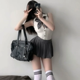 Японская милая студенческая юбка в складку, боди, комплект, косплей, с открытой спиной