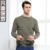 Áo len cashmere mới của Fandi Paul dành cho nam trung niên cổ tròn màu rắn xoắn áo len áo len dày ấm áp - Áo len Cashmere Áo len Cashmere