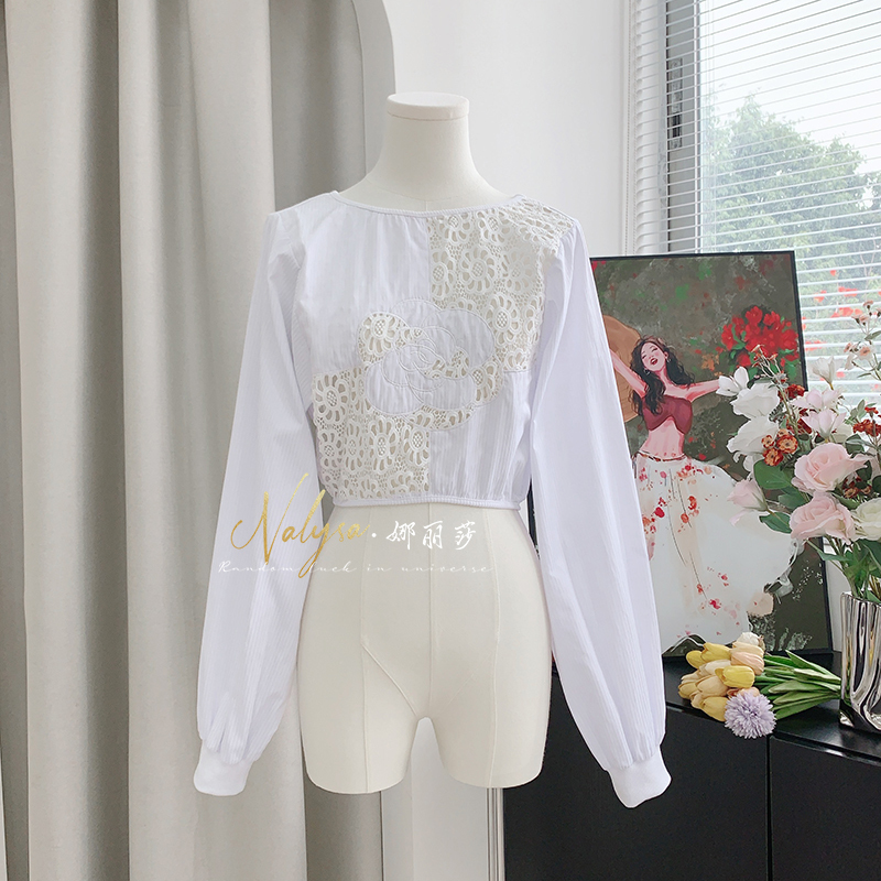 Upgraded Version ~ Backless Top, Heavy-Duty Short Long-Sleeve Shirt, 2026 New Style, Elegant White Lace with a Refined Feel