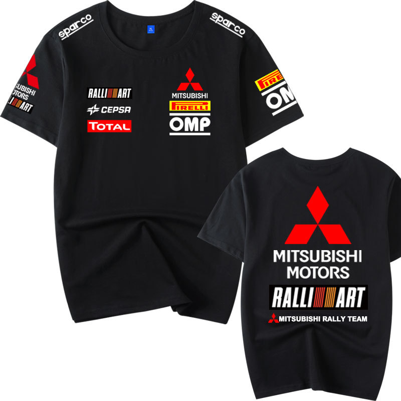 Mitsubishi Racing Jdm Japanese Pure Cotton Short-Sleeve Evo Modified Car Enthusiast Men's Motorcycle T-Shirt Trendy Top