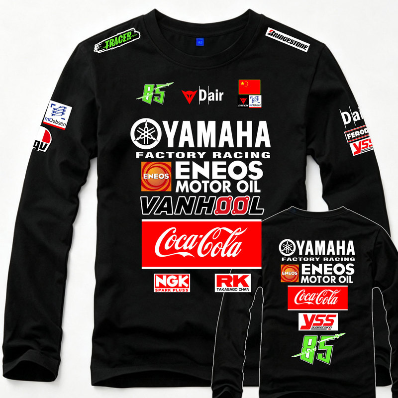 Pure Cotton Long-Sleeved T-Shirt Wang Yibo Yamaha Motogp Factory Team Motorcycle Riding Training Uniform Motorcycle Racing Team Uniform