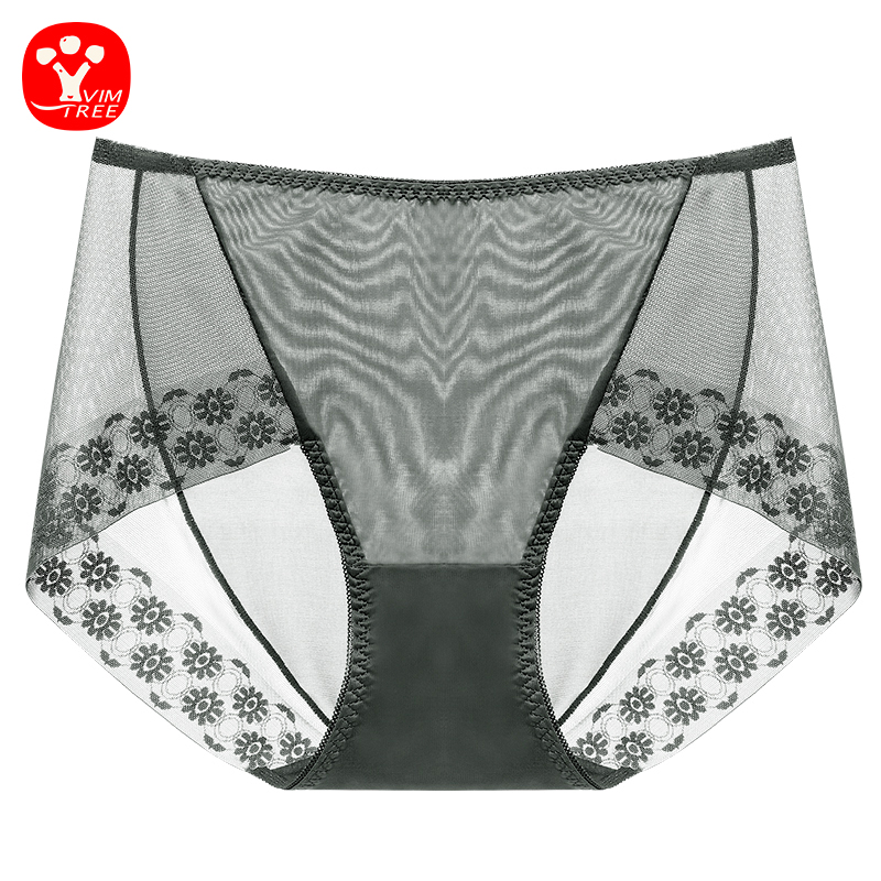 Vibrant tree mid-waist lace panties Feminine temptation breathable cotton crotch ultra-thin mesh hot women triangle