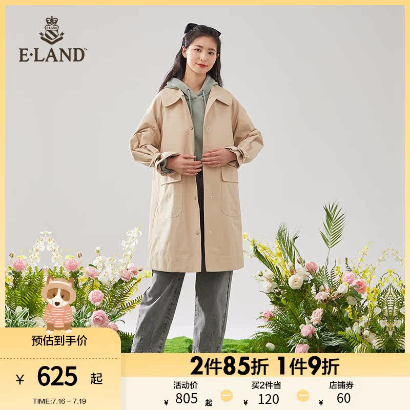 ELAND clothes romance spring new mid-length version of dolls collar minimalist style coats women EETZ125