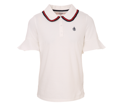 ELAND mùa hè mới thể thao Hàn Quốc sọc búp bê cổ áo lá sen tay áo trắng ngắn tay T-Shirt nữ EEHW86401I áo thun nữ dài tay hàng hiệu