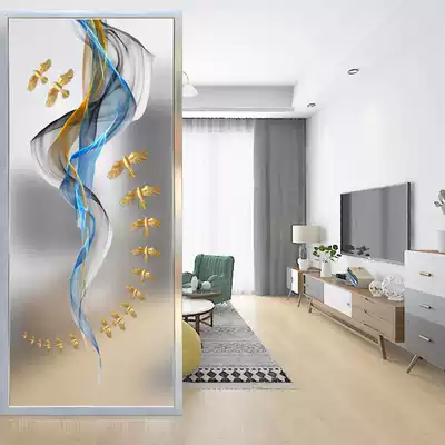Custom art glass screen partition frosted tempered modern simple light luxury living room bedroom blocking entrance entrance