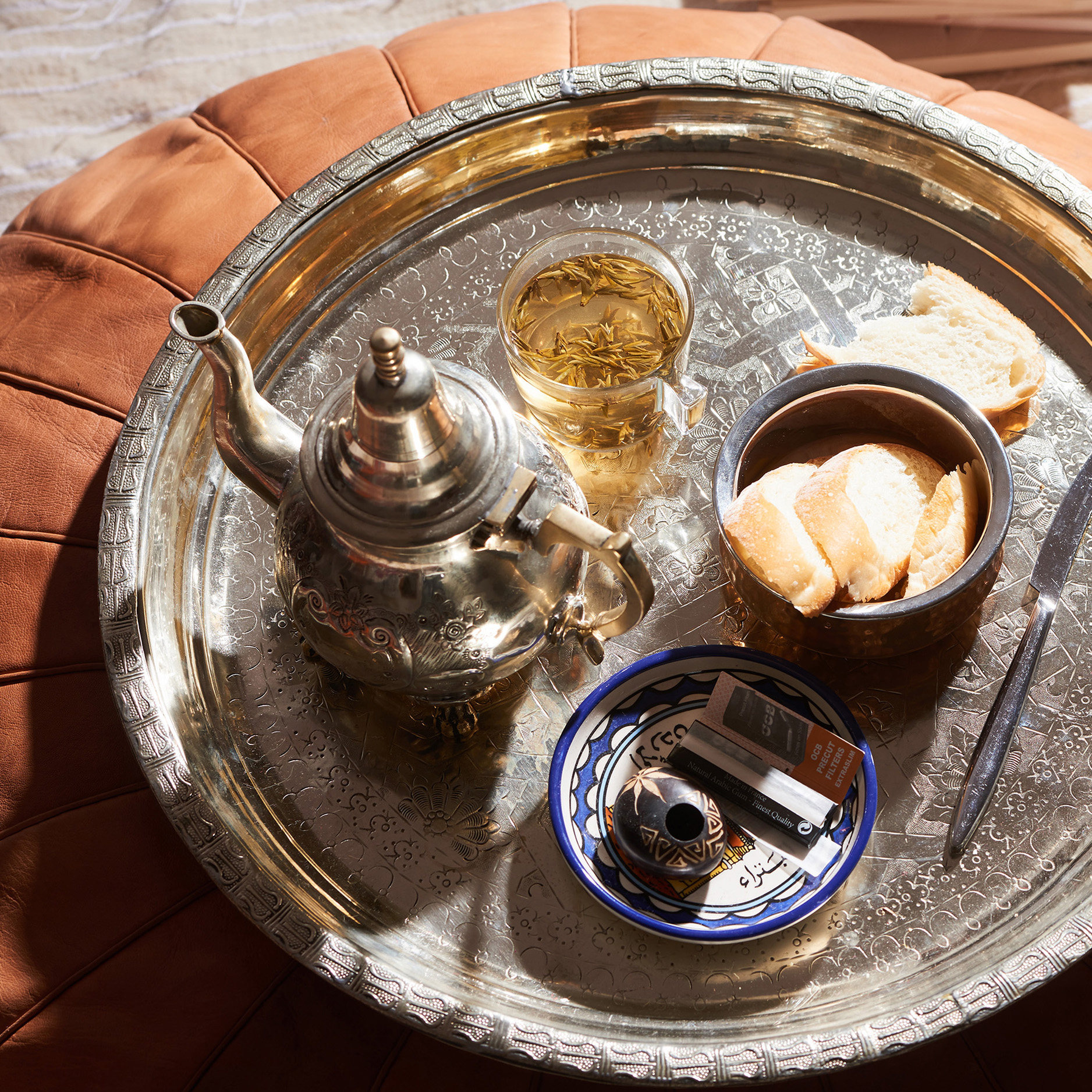 (Complementary color) Moroccan Mint Teapot Traditional Hand-carved Teapot