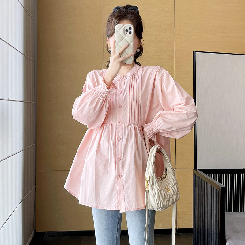Pregnancy Woman Clothing Autumn Clothing Fashion Brief Korean version Long sleeve blouses 2023 new spring and autumn shirts loose with big code dolls-Taobao