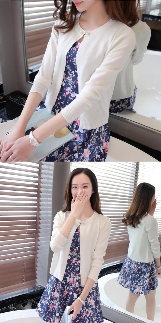Áo len dệt kim Phụ nữ Áo len mỏng Áo điều hòa ngắn Áo len Bên ngoài Mũi nhỏ Mùa hè Mùa xuân JgDbqvOBiN - Đan Cardigan áo len dáng dài