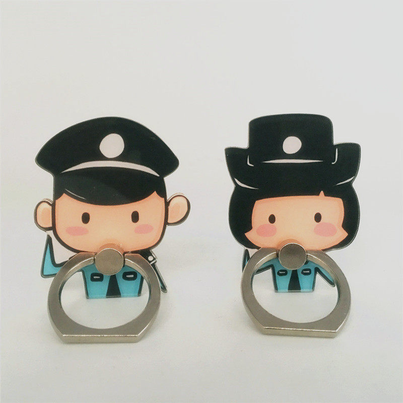 Small police cell phone ring buckle bracket Apple Android universal personality buckle hanging rope ring finger desktop adhesive metal ring