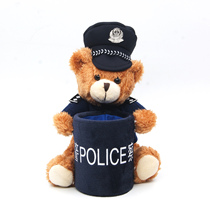 police police teddy bear blue hat sweater plush pen holder paparazzi birthday wedding gift