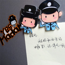 HELLO R SIR Police theme Home home creative magnet refrigerator stickers Cartoon message board stickers Decorative magnets