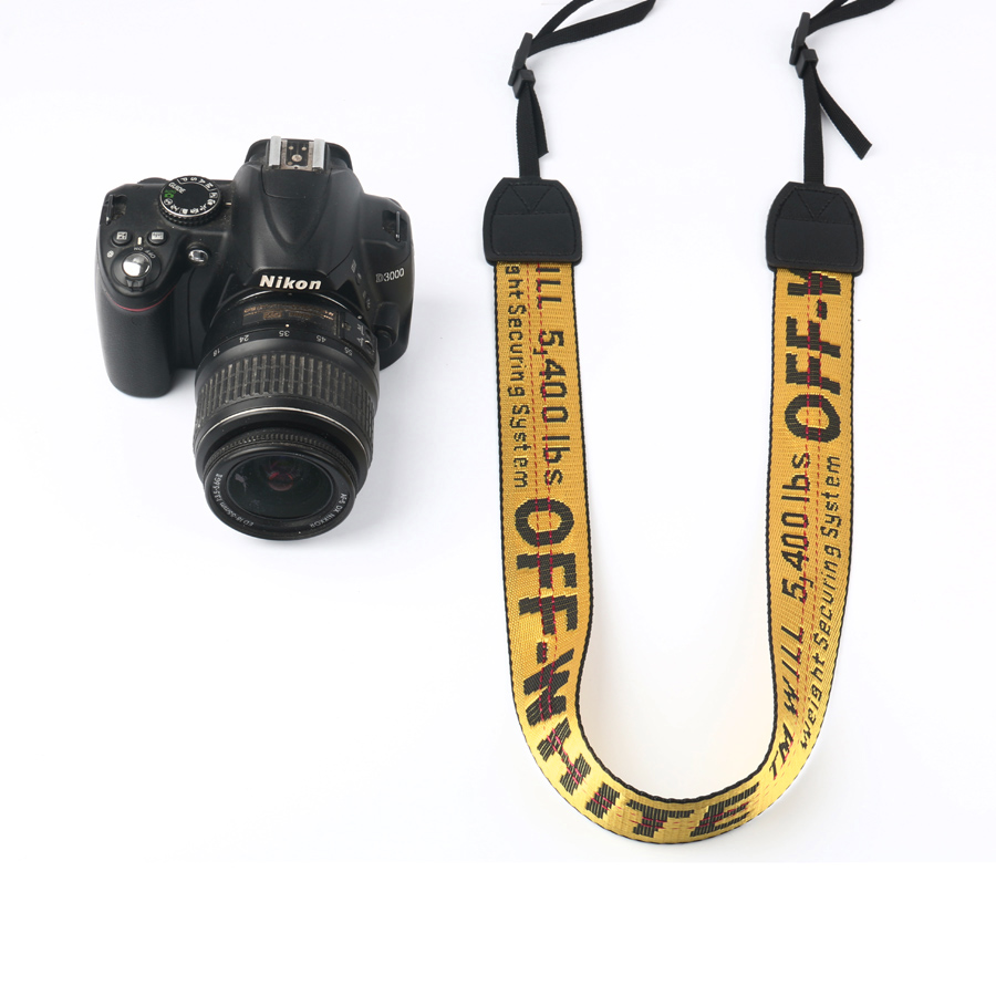 SLR Camera baby Bag Digital Camera micro SLR Camera camera shoulder strap custom yellow letter offwhite camera strap