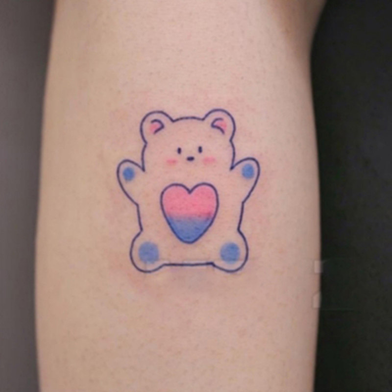 Shin-su Orange Arm Bear Tattoo is waterproof and long-lasting to simulate girl Instagram wind with a small fresh wrist web celebrity tattoo
