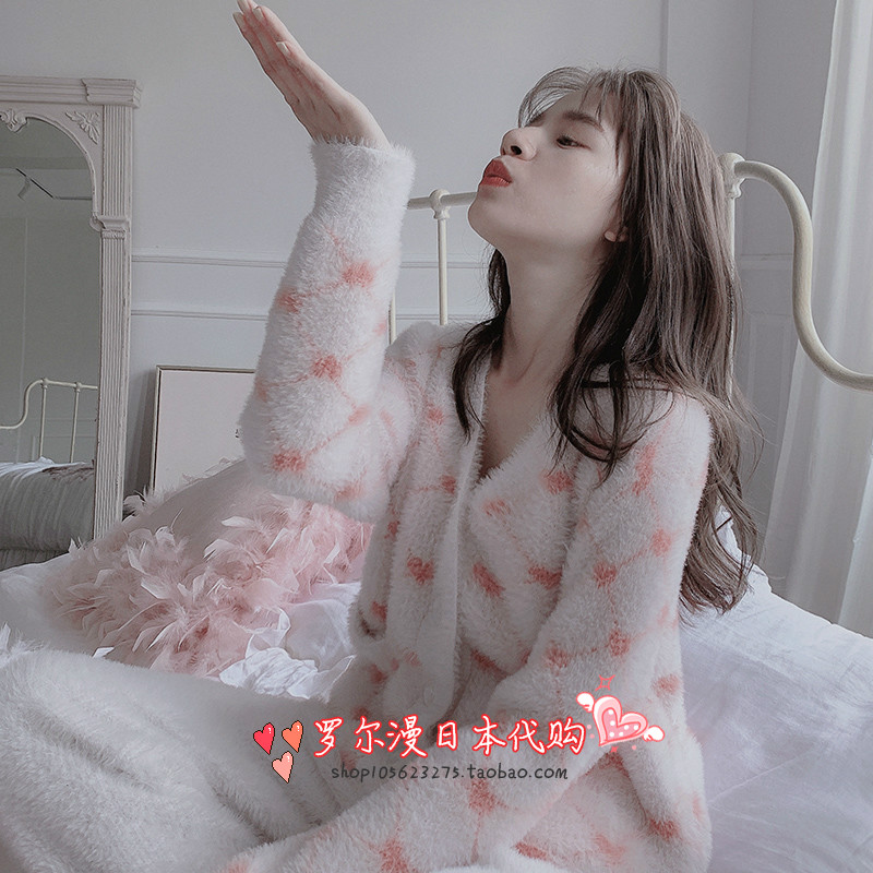 Japanese soft honeys pyjamas women's autumn and winter home with sweet and loving soft and soft cotton