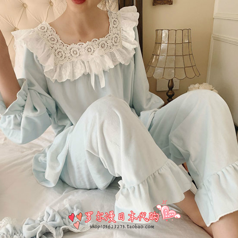 Japan Soft Honeys Sweet Merry Silk Pyjamas Woman Autumn Winter Princess Wind Home Wear Long Sleeve Thick Suit