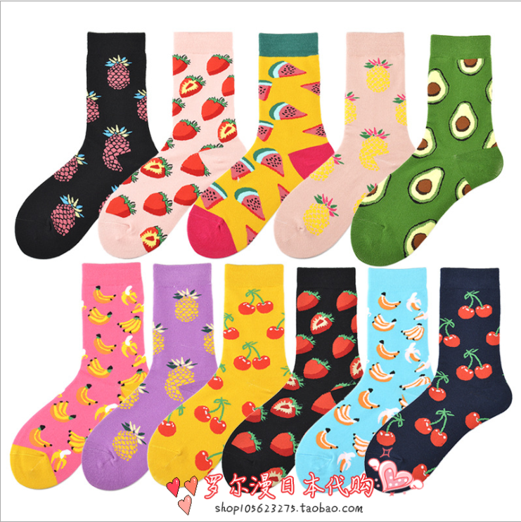 Japan Autumn and Winter New Hundred Pitch Fruit All Couple Socks Oil Fruit and Oil Fruit