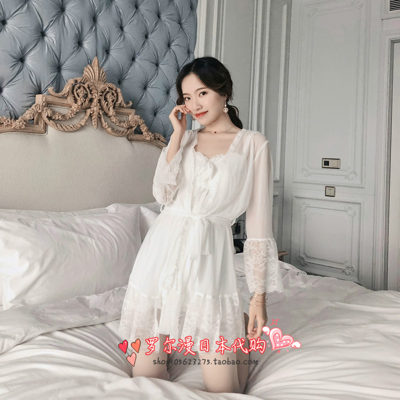 soft honeys pyjamas women's spring and autumn two sets of sexy harnesses sleeping skirts with chest cushion home clothes