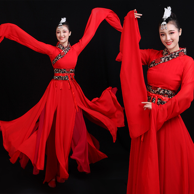 Chinese Folk Dance Costume Water Sleeve Dance Costume Women Chinese Wind Dance Sleeve Dance Long Sleeve Classical Dance Costume Adults