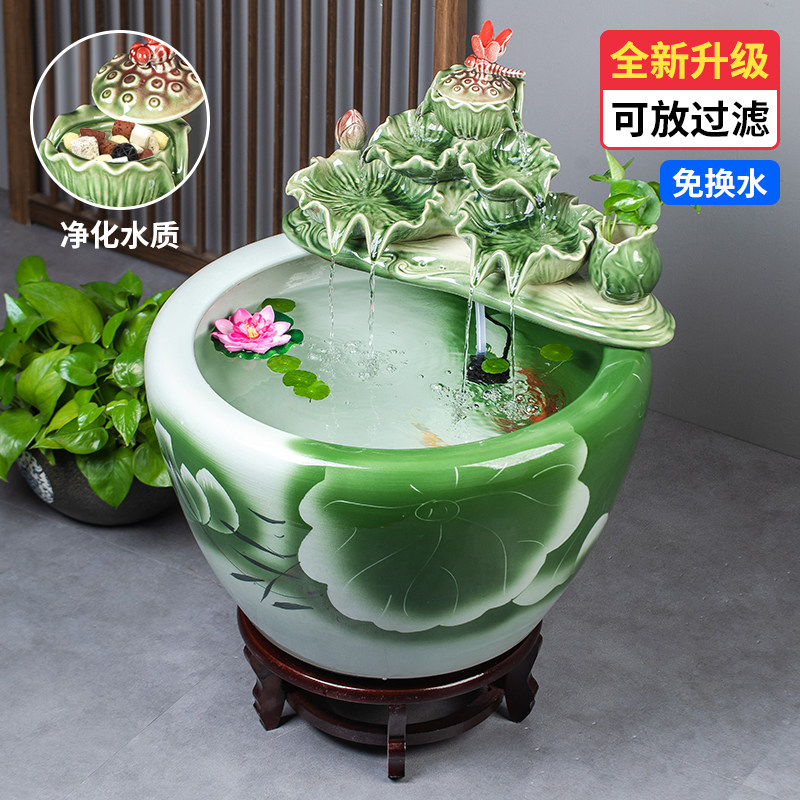 景德镇陶瓷金鱼鉢 景德镇陶瓷金鱼缸：阳台、办公室、客厅的完美装饰，让你的生活美如画