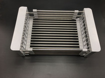 Stainless steel telescopic drain basket basket water filter blue kitchen fruit basket washing basin filter bowl sink vegetable water filter rack