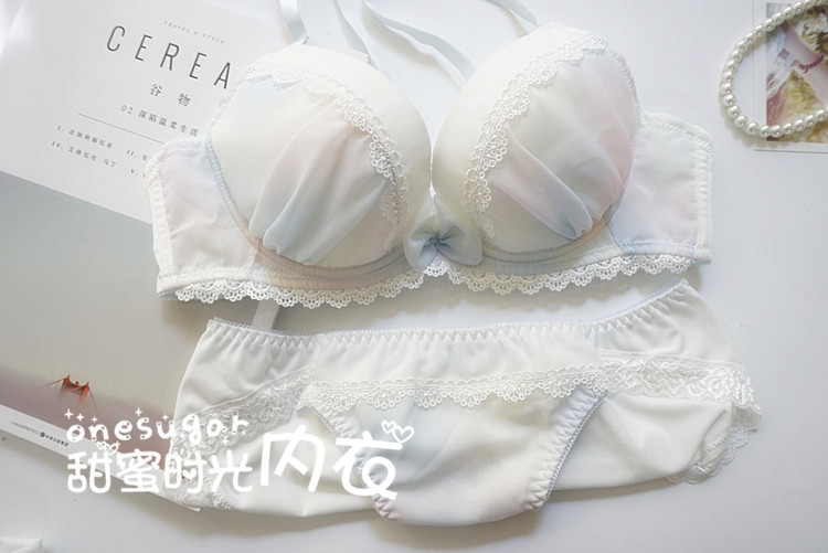 Cô gái Nhật Bản dễ thương smudged voan ren sexy áo ngực lớn tấm thép tập hợp phụ nữ bộ đồ lót