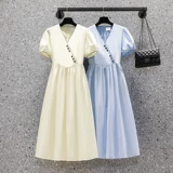 Летний приталенный модный корсет, платье, французский стиль, большой размер, рукава фонарики