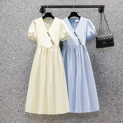 Летний приталенный модный корсет, платье, французский стиль, большой размер, рукава фонарики