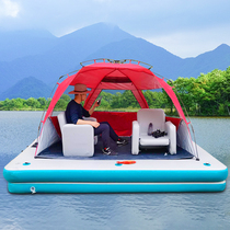 Inflatable floating platform Magic carpet fishing platform Boat Yacht floating floating fishing platform Water pontoon Luya boat motor