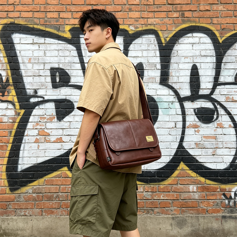 Korean Retro Messenger Bag Trendy Brand Unisex Shoulder Bag Fashionable Horizontal Business Bag College Style Student Crossbody Bag Men's Bag Korean Retro Messenger Bag Trendy Brand Unisex Shoulder Bag Fashionable Horizontal Business Bag College Style Student Crossbody Bag Men's Bag
