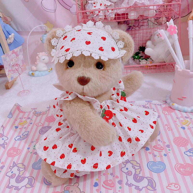 Original insTeddyTales Lena Bear Handmade Plush Teddy Bear Pajamas Girl Heart Pajamas Set 30cm
