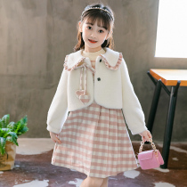 Girls autumn new dress foreign Style 2020 middle and big childrens princess dress college style set skirt autumn and winter