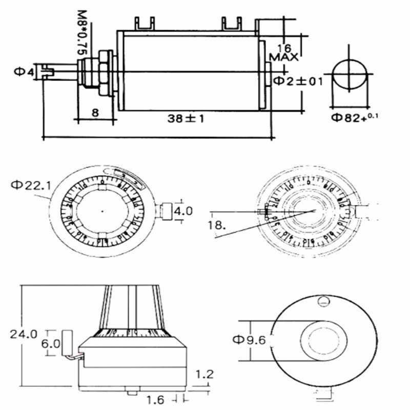 Chiết áp đa vòng chính xác WXD3-13-2W 1K/2.2K/3.3K/4.7/10K/22K/47K/100K