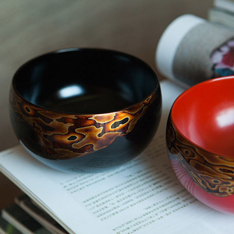 Antai Bridge Fuzhou Traditional Lacquerware (Gold Cloud Pattern) (Tang Tu Pattern) Relief Bowl