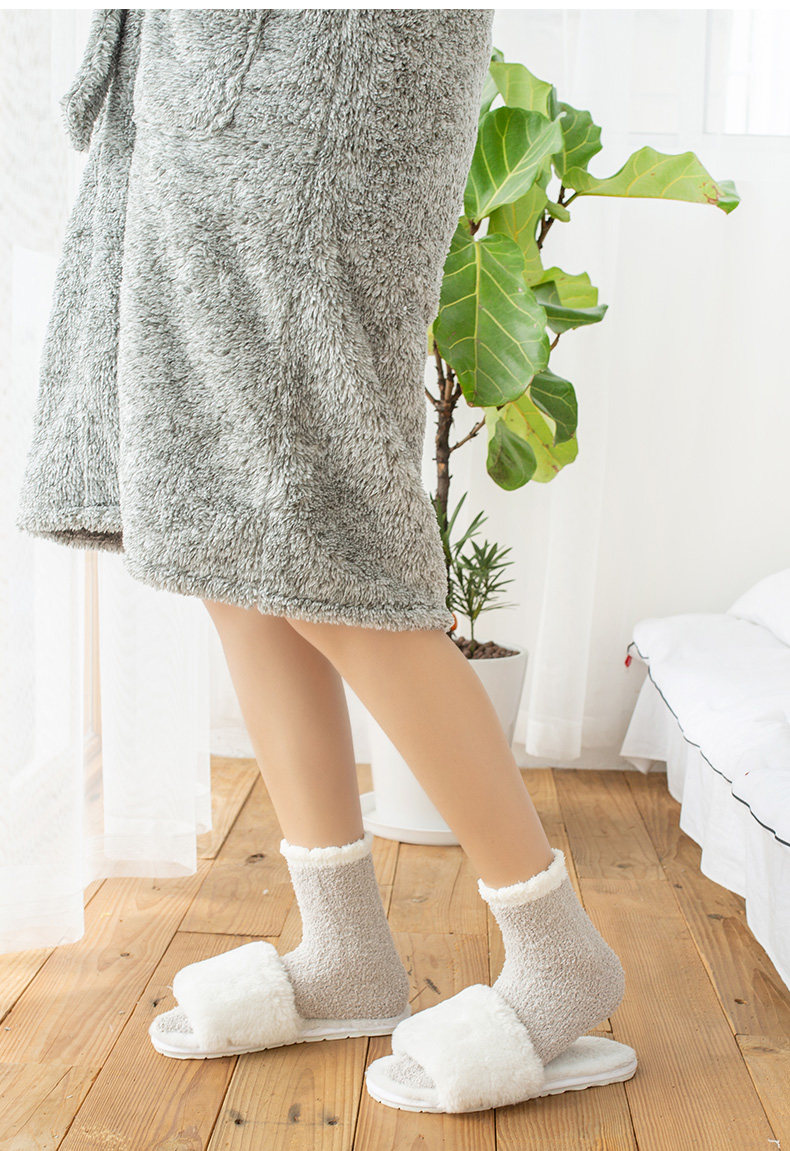 宝娜斯 珊瑚绒袜秋冬季加绒加厚睡眠袜子 5双 天猫优惠券折后￥12.9包邮（￥15.9-3）多套色可选