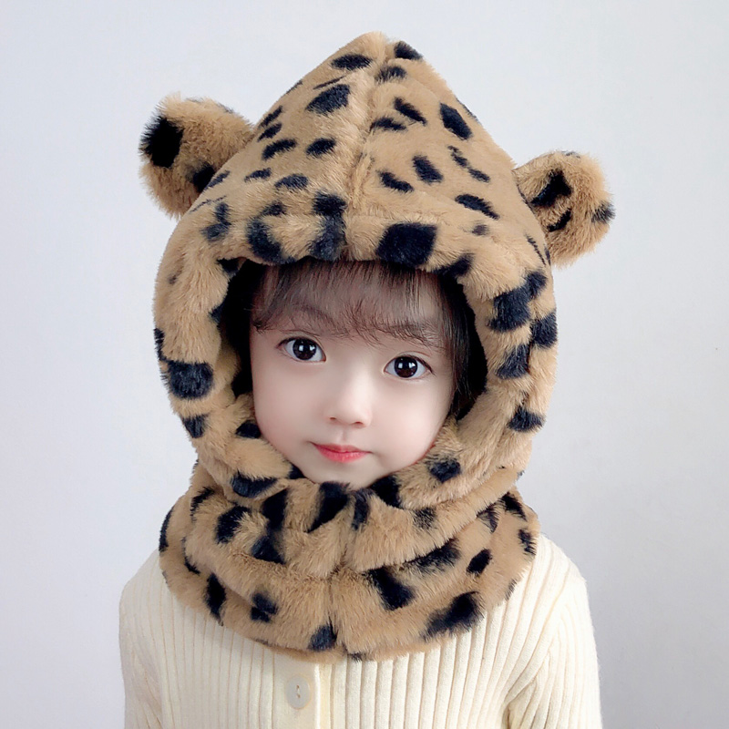 Children's fluffy hats winter boys and girls hats scarf one ear protection face protection warm BAO WEN fashion baby hat tide